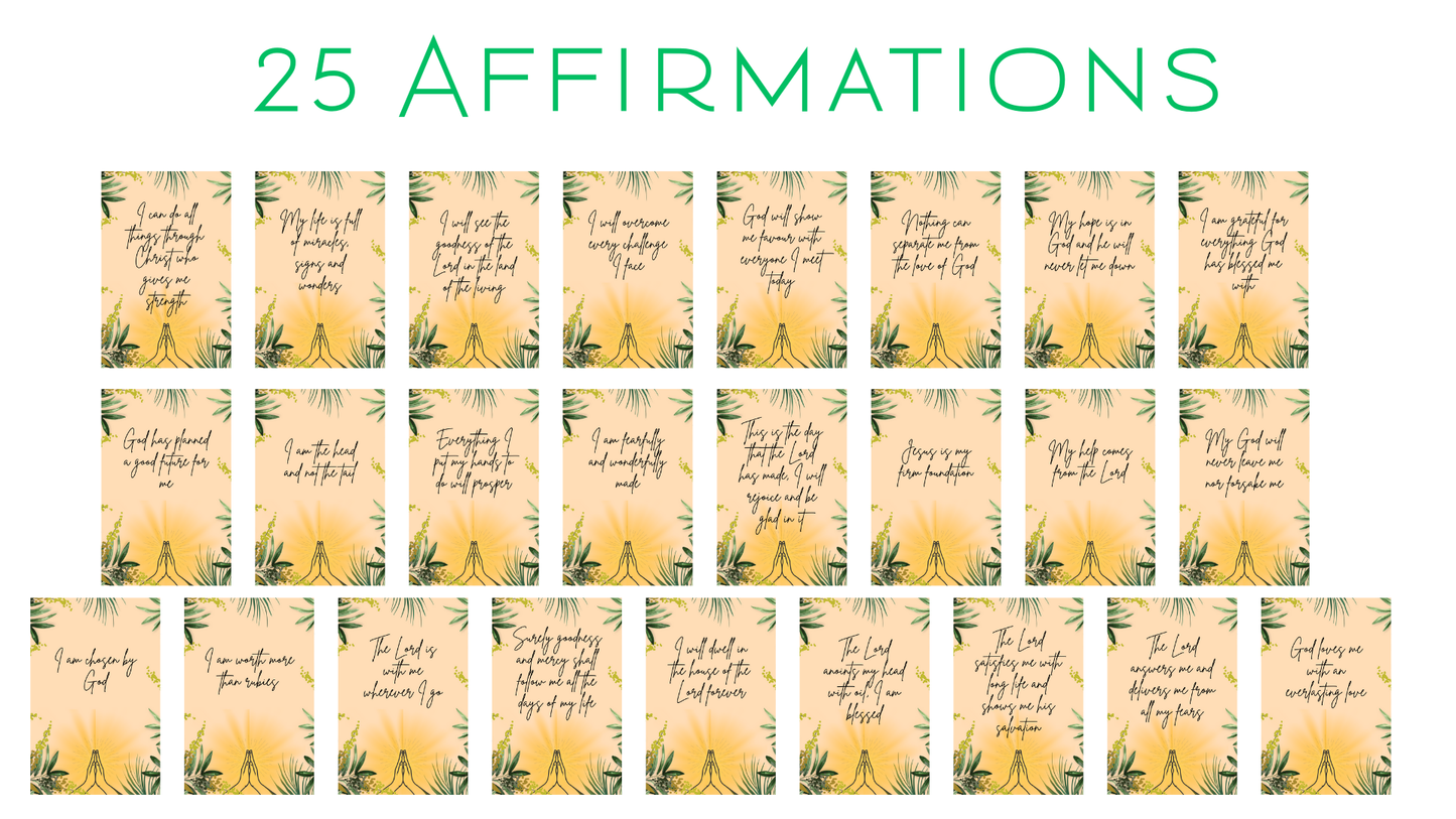 25 Christian Affirmation Cards | Digital Download